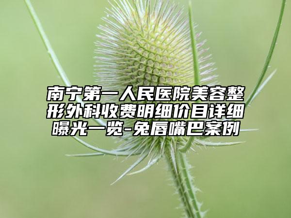 南宁第一人民医院美容整形外科收费明细价目详细曝光一览-兔唇嘴巴案例