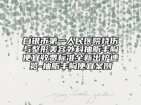 白银市第一人民医院烧伤与整形美容外科抽脂丰胸便宜收费标准全新出炉速览-抽脂丰胸便宜案例