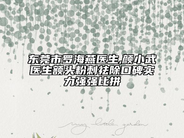 东莞市罗海燕医生,颜小武医生额头粉刺祛除口碑实力强强比拼