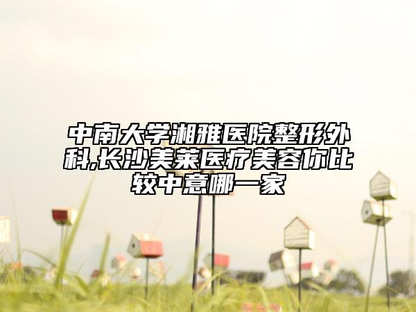 中南大学湘雅医院整形外科,长沙美莱医疗美容你比较中意哪一家