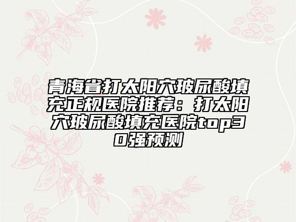 青海省打太阳穴玻尿酸填充正规医院推荐：打太阳穴玻尿酸填充医院top30强预测