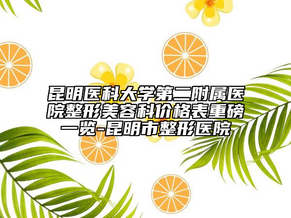 昆明医科大学第二附属医院整形美容科价格表重磅一览-昆明市整形医院