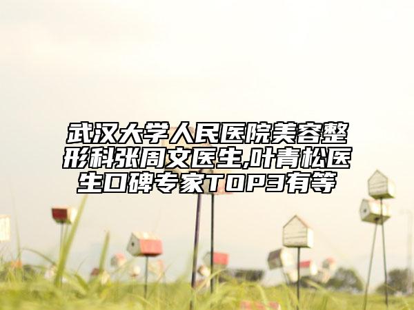 武汉大学人民医院美容整形科张周文医生,叶青松医生口碑专家TOP3有等
