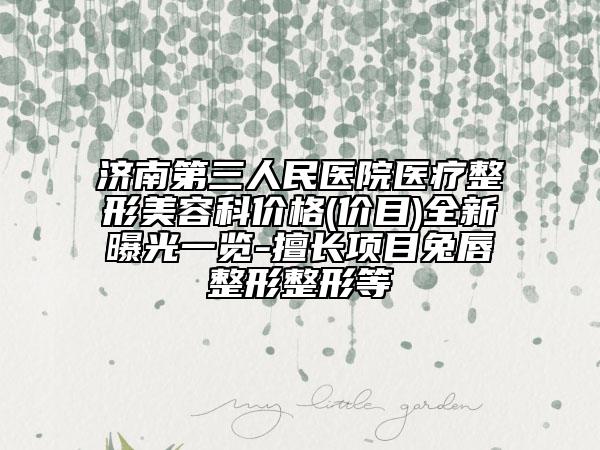 济南第三人民医院医疗整形美容科价格(价目)全新曝光一览-擅长项目兔唇整形整形等