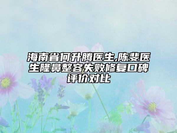 海南省何升腾医生,陈斐医生隆鼻整容失败修复口碑评价对比