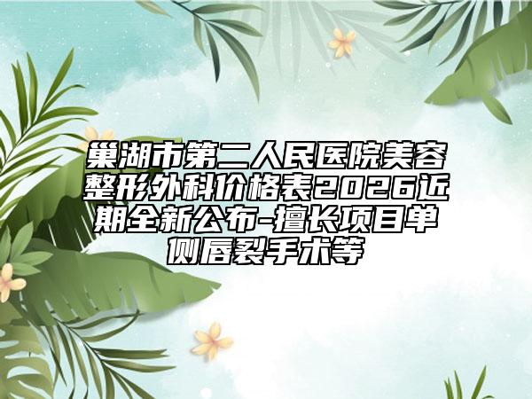 巢湖市第二人民医院美容整形外科价格表2026近期全新公布-擅长项目单侧唇裂手术等