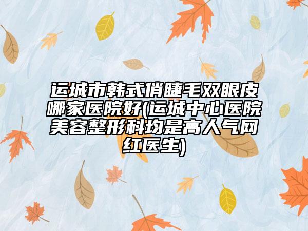 运城市韩式俏睫毛双眼皮哪家医院好(运城中心医院美容整形科均是高人气网红医生)