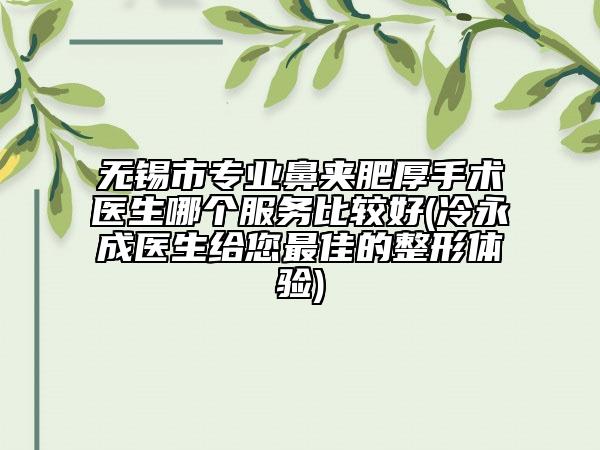 无锡市专业鼻夹肥厚手术医生哪个服务比较好(冷永成医生给您最佳的整形体验)