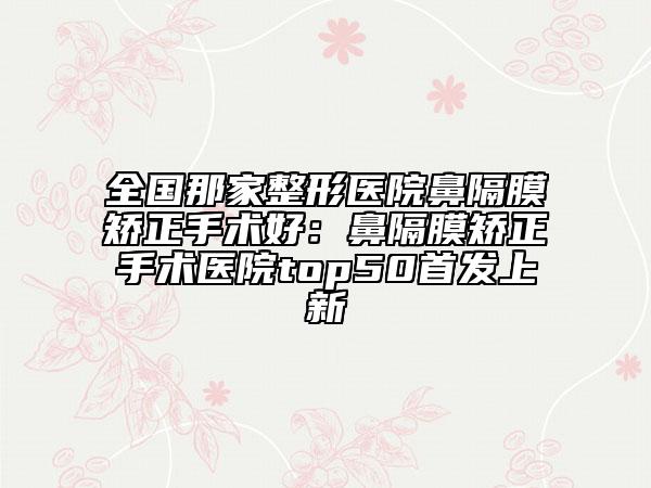 全国那家整形医院鼻隔膜矫正手术好：鼻隔膜矫正手术医院top50首发上新