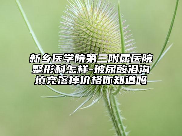 新乡医学院第三附属医院整形科怎样-玻尿酸泪沟填充溶掉价格你知道吗