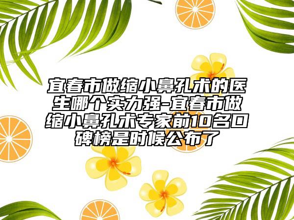 宜春市做缩小鼻孔术的医生哪个实力强-宜春市做缩小鼻孔术专家前10名口碑榜是时候公布了