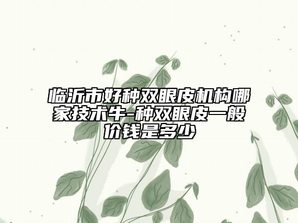 临沂市好种双眼皮机构哪家技术牛-种双眼皮一般价钱是多少
