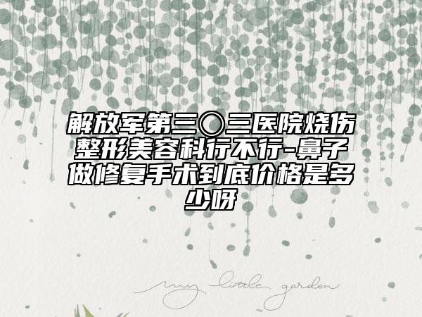 解放军第三〇三医院烧伤整形美容科行不行-鼻子做修复手术到底价格是多少呀