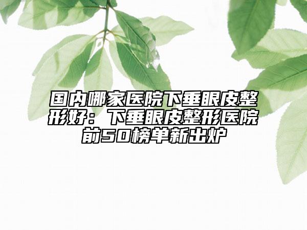 国内哪家医院下垂眼皮整形好：下垂眼皮整形医院前50榜单新出炉