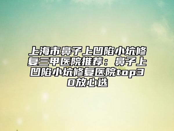 上海市鼻子上凹陷小坑修复三甲医院推荐：鼻子上凹陷小坑修复医院top30放心选
