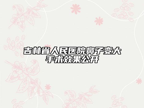 吉林省人民医院鼻子变大手术效果公开