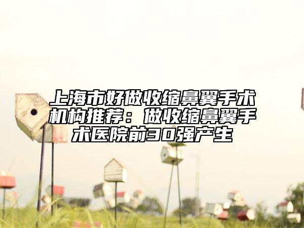 上海市好做收缩鼻翼手术机构推荐：做收缩鼻翼手术医院前30强产生