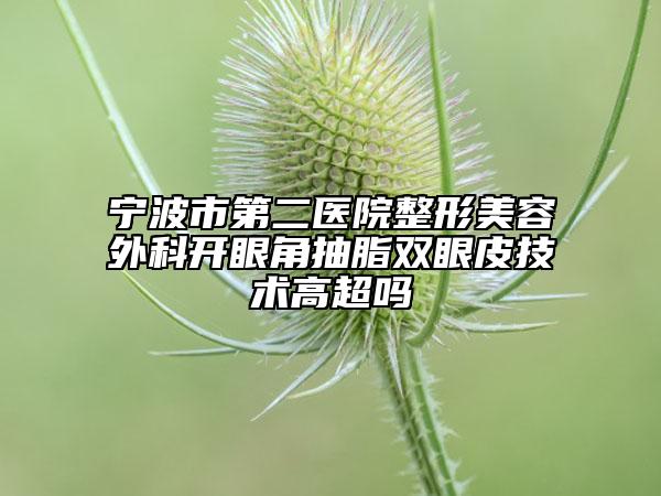 宁波市第二医院整形美容外科开眼角抽脂双眼皮技术高超吗