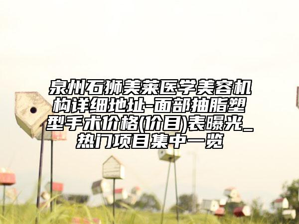 泉州石狮美莱医学美容机构详细地址-面部抽脂塑型手术价格(价目)表曝光_热门项目集中一览