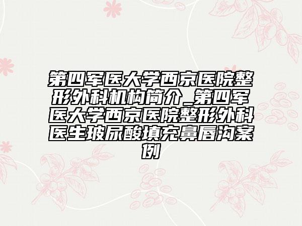 第四军医大学西京医院整形外科机构简介_第四军医大学西京医院整形外科医生玻尿酸填充鼻唇沟案例