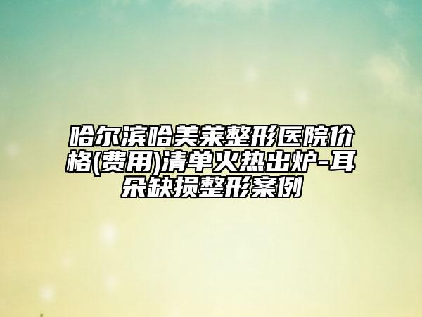 哈尔滨哈美莱整形医院价格(费用)清单火热出炉-耳朵缺损整形案例