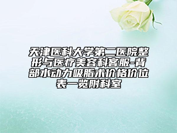 天津医科大学第二医院整形与医疗美容科客服-背部水动力吸脂术价格价位表一览附科室