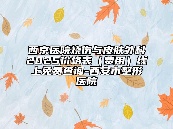 西京医院烧伤与皮肤外科2025价格表（费用）线上免费查询-西安市整形医院