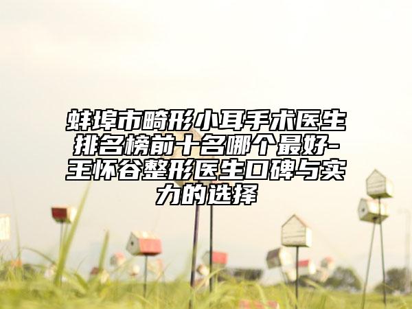 蚌埠市畸形小耳手术医生排名榜前十名哪个最好-王怀谷整形医生口碑与实力的选择
