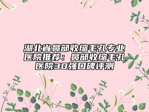 湖北省鼻部收缩毛孔专业医院推荐：鼻部收缩毛孔医院30强口碑评测