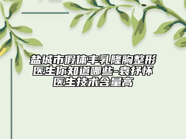 盐城市假体丰乳隆胸整形医生你知道哪些-袁抒怀医生技术含量高