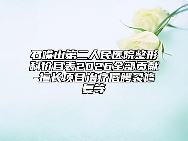 石嘴山第二人民医院整形科价目表2026全部贡献-擅长项目治疗唇腭裂修复等