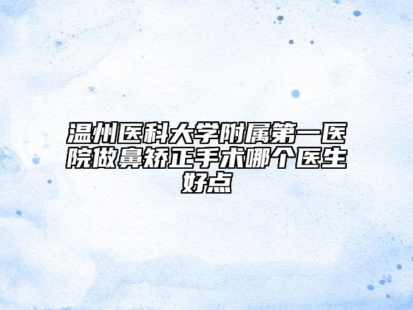 温州医科大学附属第一医院做鼻矫正手术哪个医生好点