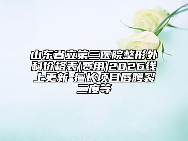 山东省立第三医院整形外科价格表(费用)2026线上更新-擅长项目唇腭裂二度等