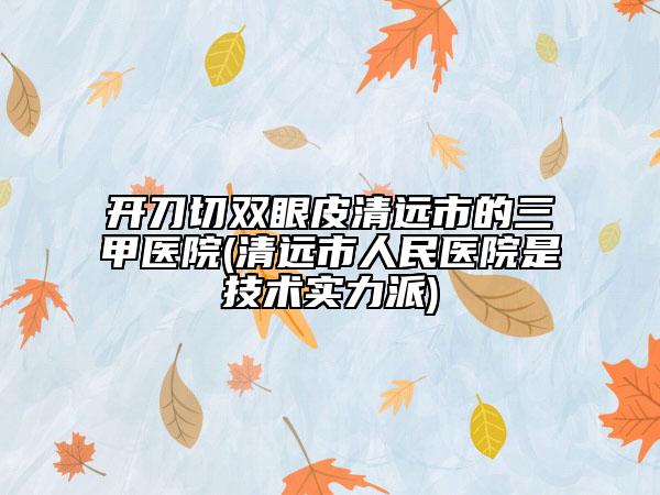 开刀切双眼皮清远市的三甲医院(清远市人民医院是技术实力派)