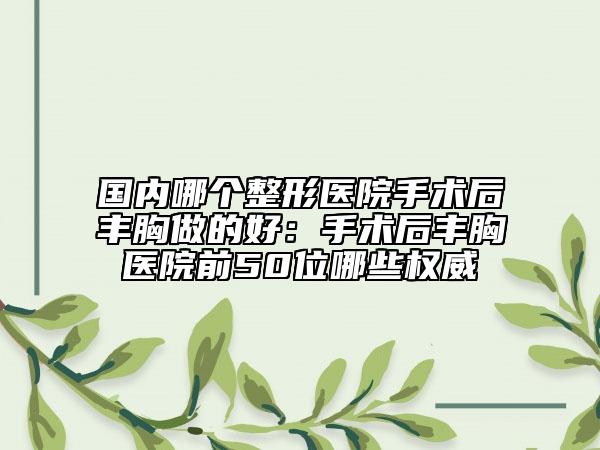 国内哪个整形医院手术后丰胸做的好：手术后丰胸医院前50位哪些权威