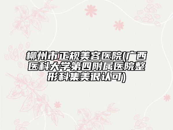 柳州市正规美容医院(广西医科大学第四附属医院整形科集美很认可)
