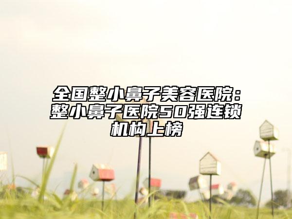 全国整小鼻子美容医院：整小鼻子医院50强连锁机构上榜