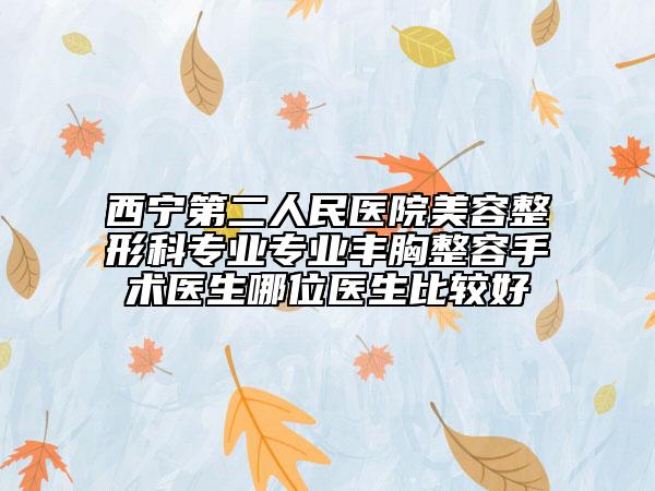 西宁第二人民医院美容整形科专业专业丰胸整容手术医生哪位医生比较好