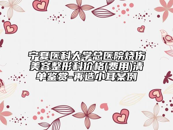 宁夏医科大学总医院烧伤美容整形科价格(费用)清单鉴赏-再造小耳案例