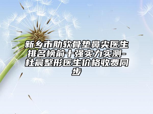 新乡市肋软骨垫鼻尖医生排名榜前十强实力实测-杜晨整形医生价格收费同步