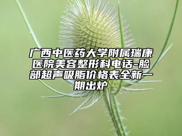 广西中医药大学附属瑞康医院美容整形科电话-脸部超声吸脂价格表全新一期出炉
