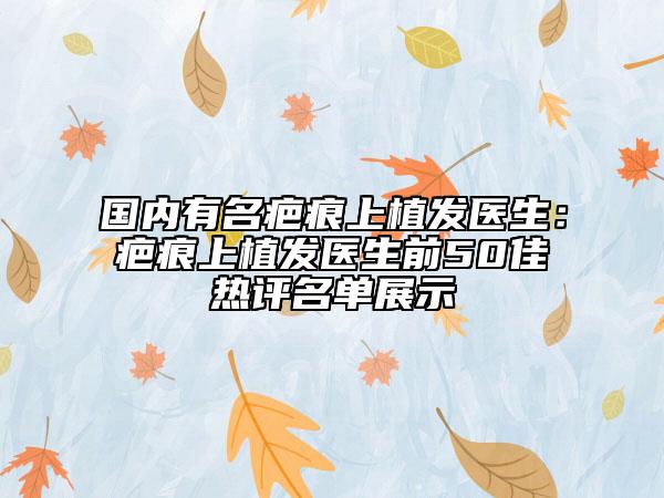 国内有名疤痕上植发医生：疤痕上植发医生前50佳热评名单展示