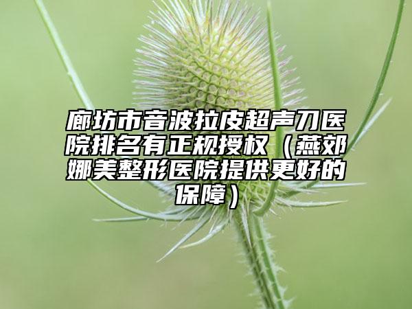 廊坊市音波拉皮超声刀医院排名有正规授权（燕郊娜美整形医院提供更好的保障）