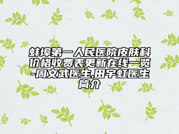 蚌埠第一人民医院皮肤科价格收费表更新在线一览-周文武医生,田宇虹医生简介