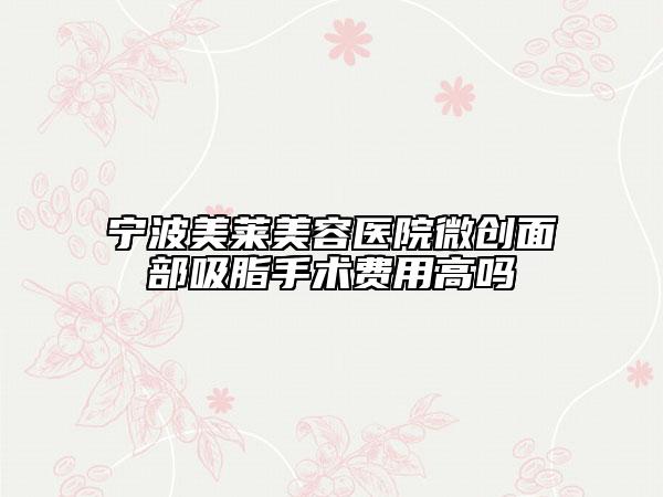 宁波美莱美容医院微创面部吸脂手术费用高吗