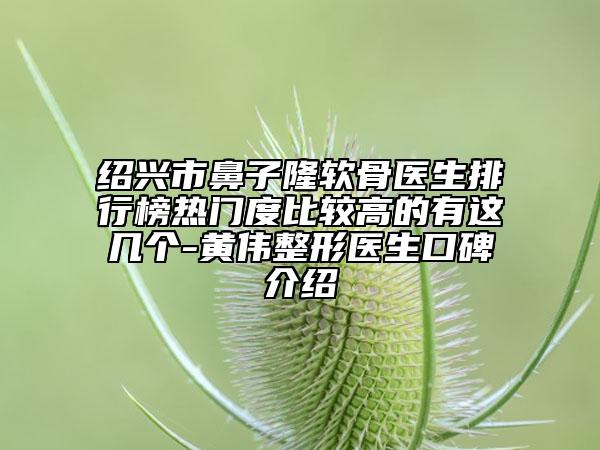 绍兴市鼻子隆软骨医生排行榜热门度比较高的有这几个-黄伟整形医生口碑介绍