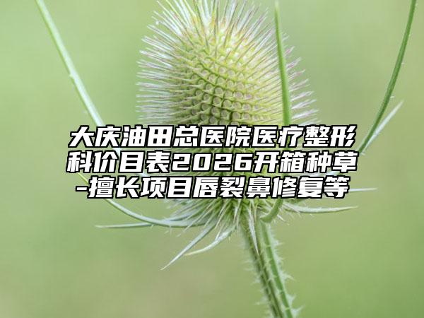 大庆油田总医院医疗整形科价目表2026开箱种草-擅长项目唇裂鼻修复等