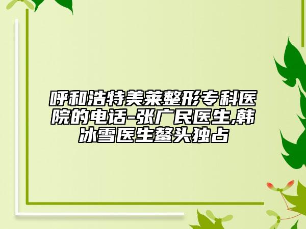 呼和浩特美莱整形专科医院的电话-张广民医生,韩冰雪医生鳌头独占