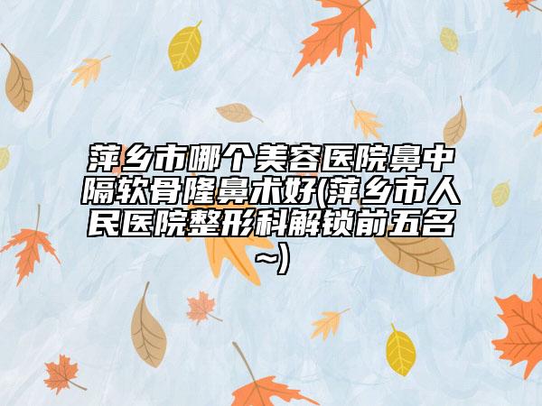 萍乡市哪个美容医院鼻中隔软骨隆鼻术好(萍乡市人民医院整形科解锁前五名~)
