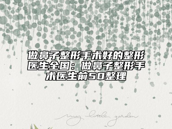 做鼻子整形手术好的整形医生全国：做鼻子整形手术医生前50整理
